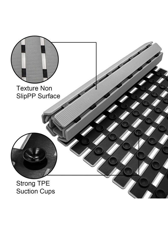 MBOSS Bath Tub Shower Mat Non Slip Bathtub Mats for Bathroom Shower Floor Mat Bath Mats for Shower Tub Anti Slip Shower Mat with Drain Hole and Large Suction Cups (Grey, 27.5 X 15.7 Inch) - Image 2