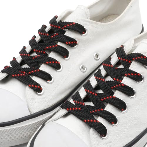 DANHUA Flat Thick Sneakers Shoelaces: 2 Pair 39.37 inch Black Red Twill Point Athletic Shoe Laces - Image 3