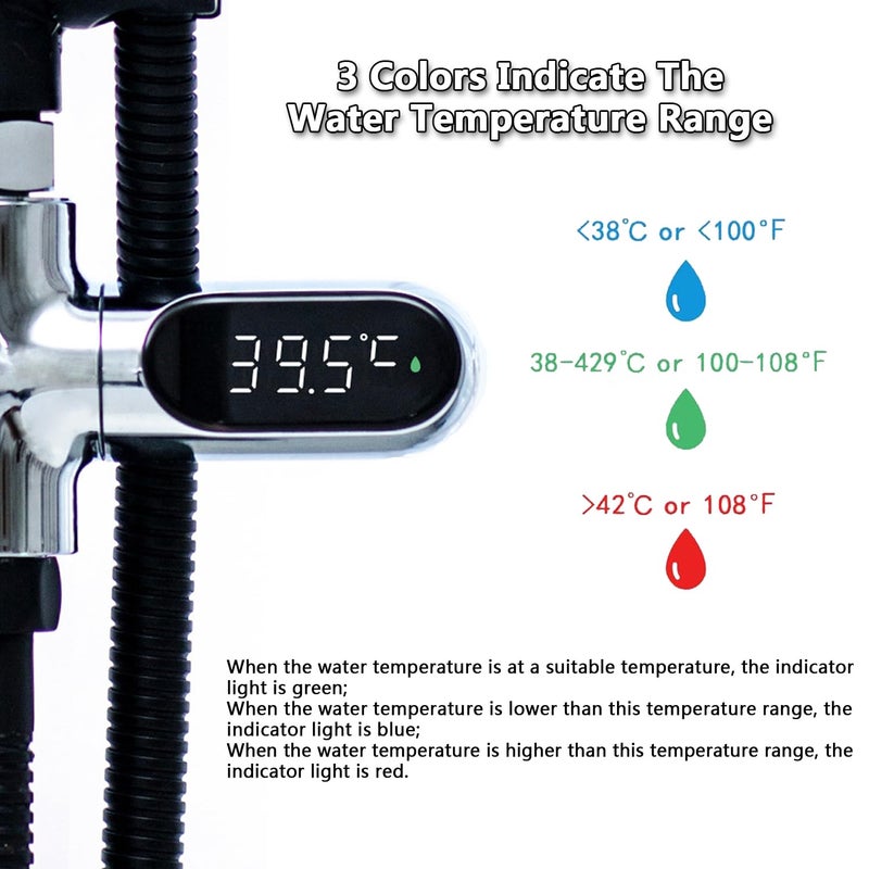 crayfomo Baby Shower Thermometer, Shower Head Holder Instant-Read Fahrenheit Celsius Thermometers LED Digital Display for Baby Bath, 360°Rotating Screen Water Temperature Thermometer for Home Bathroom Kitchen - Image 5