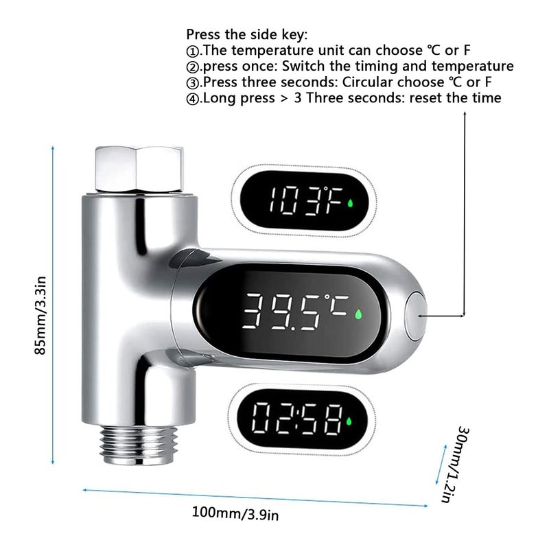 crayfomo Baby Shower Thermometer, Shower Head Holder Instant-Read Fahrenheit Celsius Thermometers LED Digital Display for Baby Bath, 360°Rotating Screen Water Temperature Thermometer for Home Bathroom Kitchen - Image 3