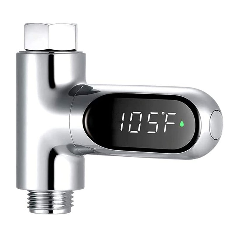 crayfomo Baby Shower Thermometer, Shower Head Holder Instant-Read Fahrenheit Celsius Thermometers LED Digital Display for Baby Bath, 360°Rotating Screen Water Temperature Thermometer for Home Bathroom Kitchen - Image 1