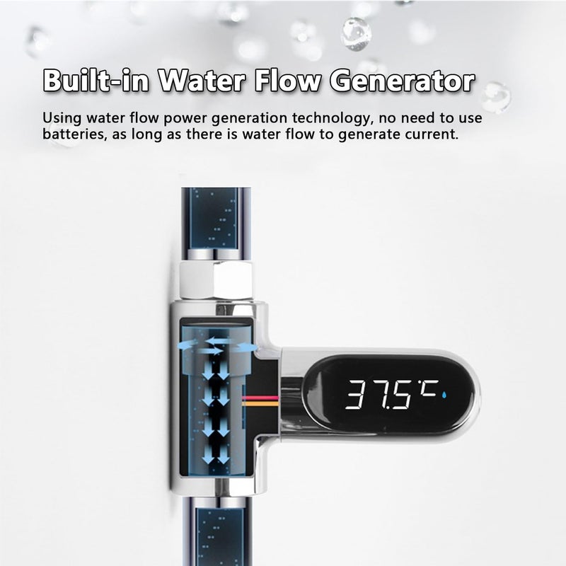 crayfomo Baby Shower Thermometer, Shower Head Holder Instant-Read Fahrenheit Celsius Thermometers LED Digital Display for Baby Bath, 360°Rotating Screen Water Temperature Thermometer for Home Bathroom Kitchen - Image 2