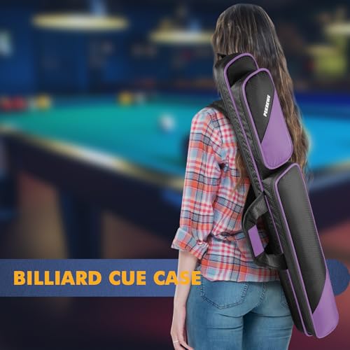 PEKREWS Pool Cue Case, Pool Stick Case 2x2 Holds 2 Sticks with 2 Accessory Zipper Pockets, Sturdy Polyester Pool Cue Carry Bag with Shoulder Strap Handle, Soft Billiard Cue Sling Bag for Men and Women - Image 4