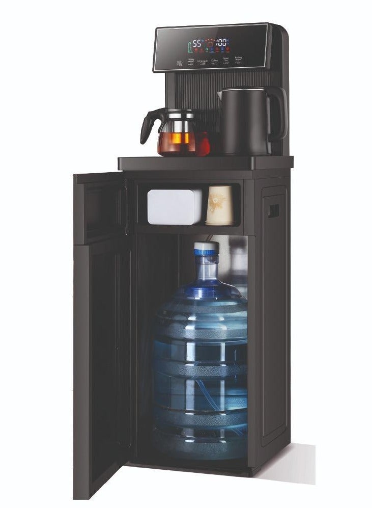 Denx Water Dispenser, Smart Tea Bar Machine, Hot and Cold Water Dispenser, with LED Display and Two Kettles, Black Stainless Steel, 3 Temperature Settings - Image 1