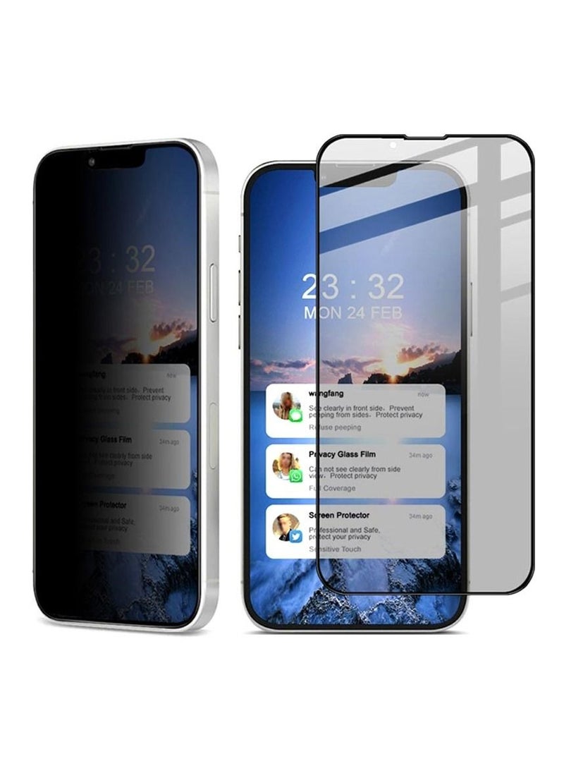 MOCOM Apple iPhone 14 Anti-Spy Privacy Glass Screen Protector 5D+ 9H Tempered Glass for iPhone 14 Black  - Image 1