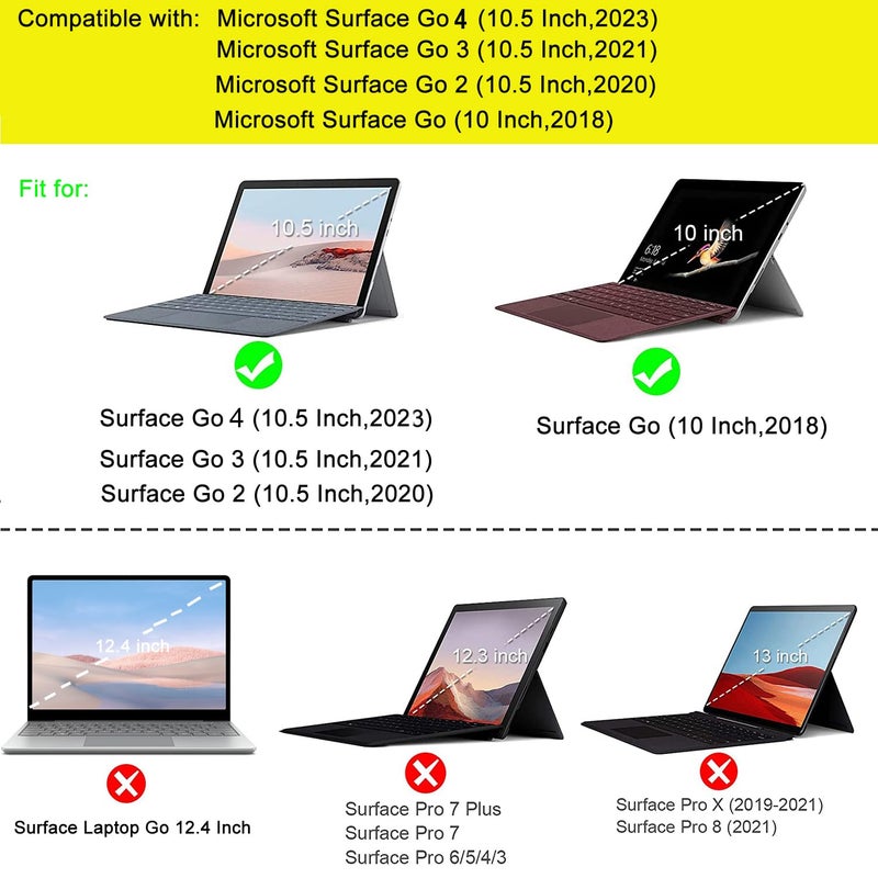 AOCOOLFAN حافظة لجهاز Microsoft Surface Go 4 (2023) بحجم 10.5 بوصة / Surface Go 3 / Surface Go 2 / Surface Go بحجم 10 بوصة، حافظة واقية ثقيلة، غير متوافقة مع لوحة مفاتيح Type Cover، سوداء - Image 2