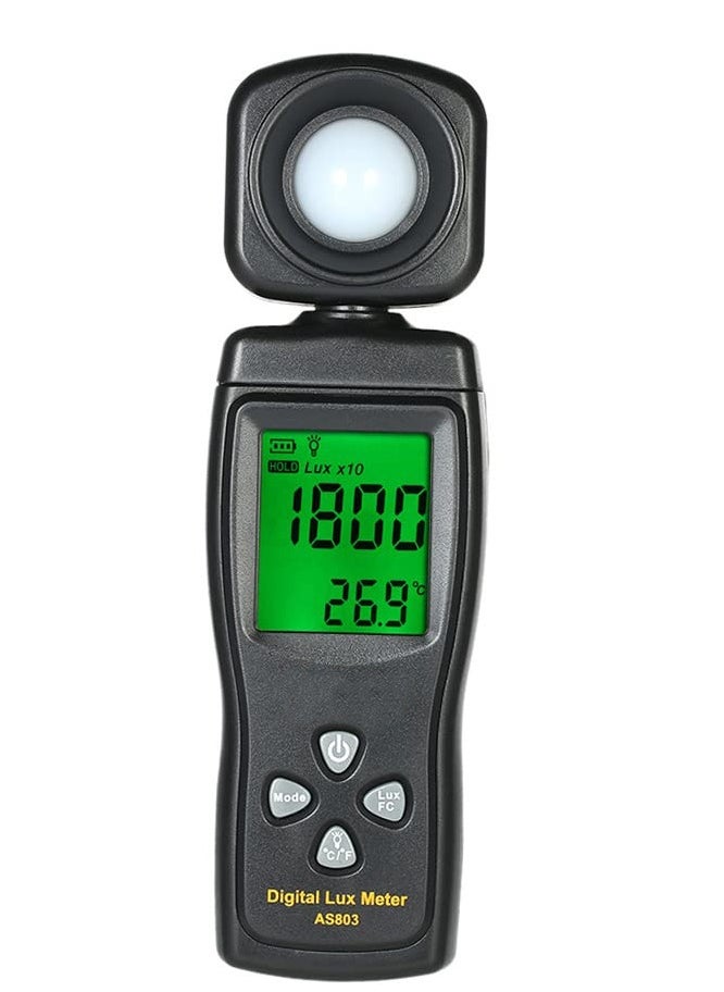 SYOSI - Mini Digital Lux Meter, Professional LED Light Meter, LCD Display Handheld Illuminometer Luminometer, Photometer Luxmeter Light Meter, with 0-200,000 Measuring Ranges and Rotatable Detector - Image 1