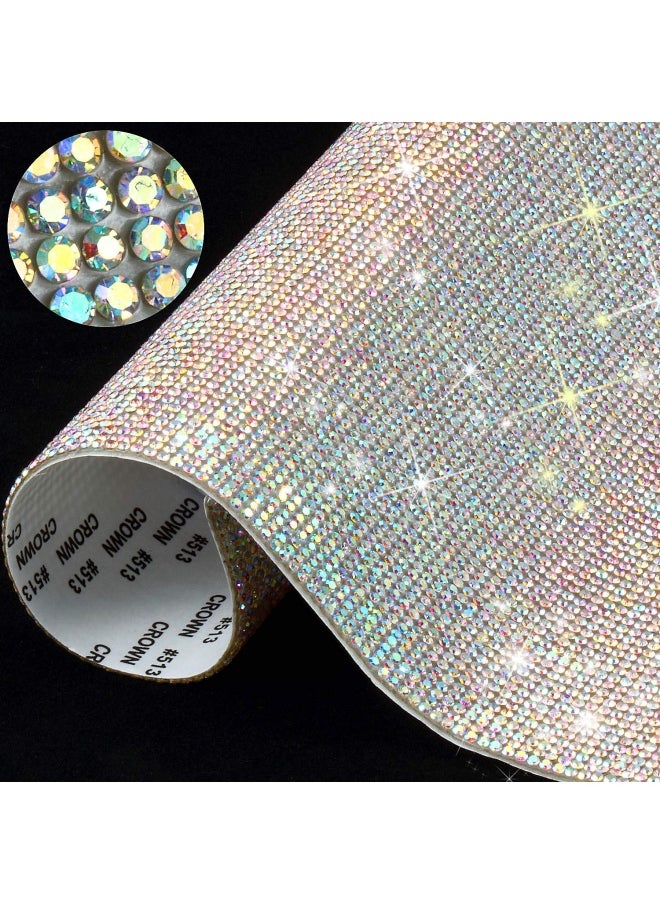 Outus 12000Pieces Bling Bling Rhinestone Sheet Rhinestones Sticker Diy Car Decoration Sticker Self Adhesive Glitter Rhinestones Crystal Gem Stickers For Car Decoration 94 X 79 Inch Ab Color  - Image 1
