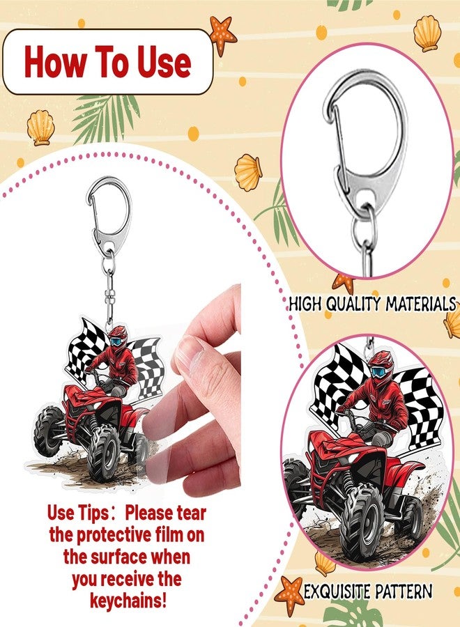 Lcnjscgo 12 PCS ATV Party Favors Four Wheeler ATV Dirt Bike Acrylic Keychains for ATV Birthday Party Decorations Supplies Gifts for Kids Classroom Prizes - Image 3