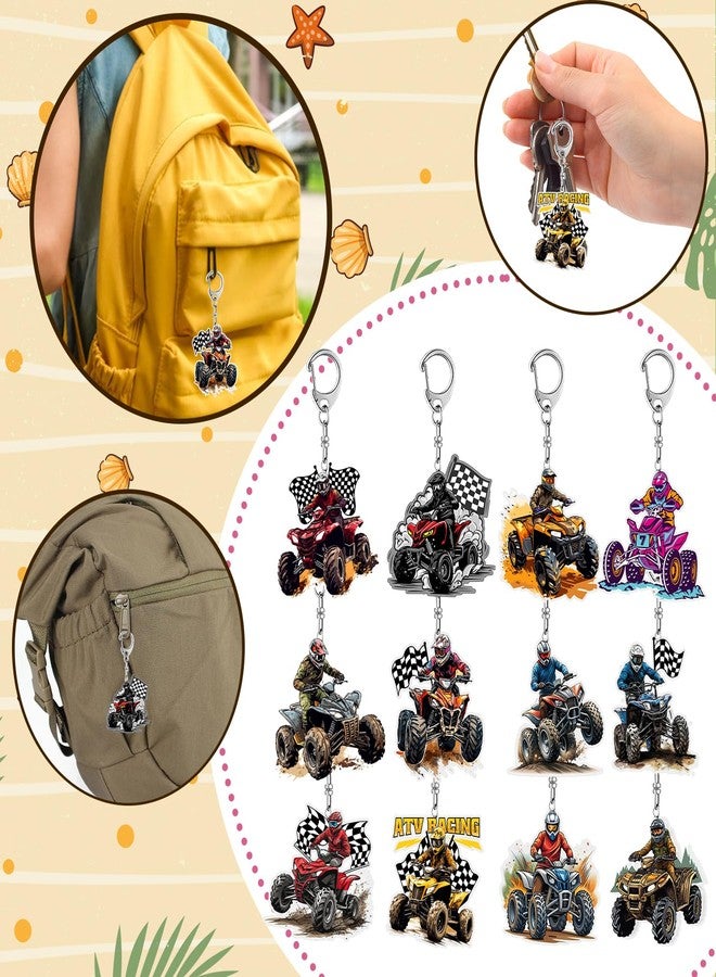Lcnjscgo 12 PCS ATV Party Favors Four Wheeler ATV Dirt Bike Acrylic Keychains for ATV Birthday Party Decorations Supplies Gifts for Kids Classroom Prizes - Image 4