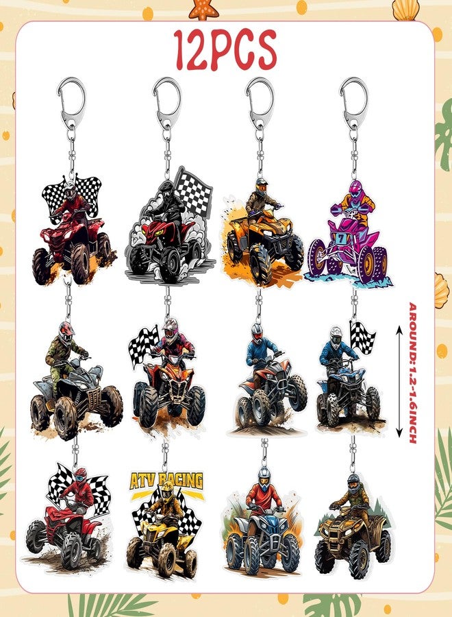 Lcnjscgo 12 PCS ATV Party Favors Four Wheeler ATV Dirt Bike Acrylic Keychains for ATV Birthday Party Decorations Supplies Gifts for Kids Classroom Prizes - Image 2
