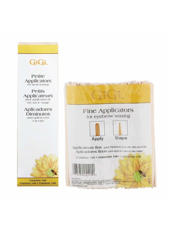 GiGi Wooden Wax Sticks - Fine & Petite Applicator Waxing Spatulas for Eyebrow, Facial, and Precision Hair Removal, 100 Count Each - Image 1