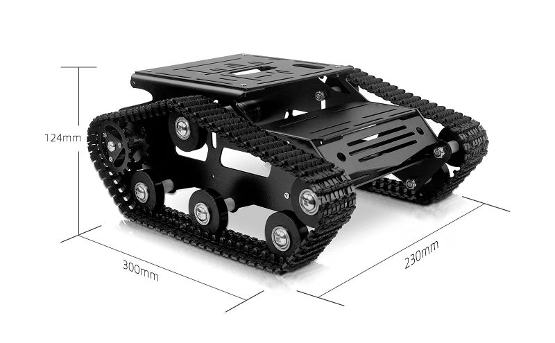 XiaoR Geek مجموعة هيكل السيارة الذكية XiaoR Geek من الألمنيوم مع هيكل دبابة كبير ومحركات 2WD لـ Arduino/Raspberry Pi - ألعاب سيارة روبوت متعلمة (أسود) - Image 3