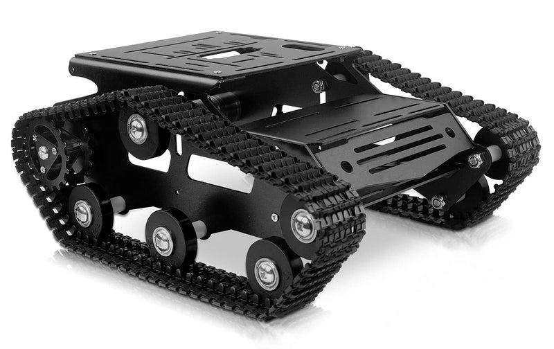 XiaoR Geek مجموعة هيكل السيارة الذكية XiaoR Geek من الألمنيوم مع هيكل دبابة كبير ومحركات 2WD لـ Arduino/Raspberry Pi - ألعاب سيارة روبوت متعلمة (أسود) - Image 1