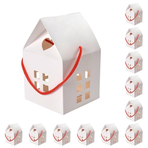 HAN SHENG 30 Pcs White House Shaped Candy Boxes 3.15x3.15x2.95 Inch, Wedding Christmas Gift & Favor Boxes for Party Treats, Decorations - Image 1
