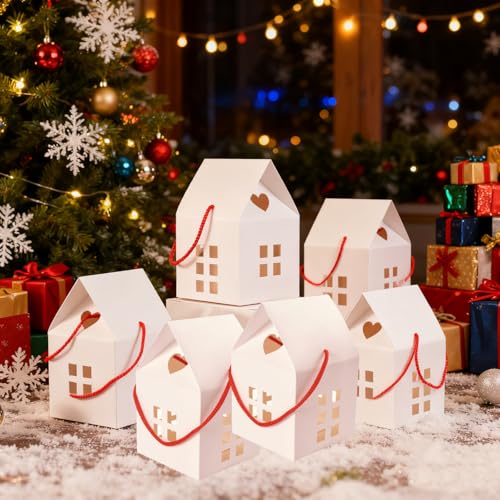 HAN SHENG 30 Pcs White House Shaped Candy Boxes 3.15x3.15x2.95 Inch, Wedding Christmas Gift & Favor Boxes for Party Treats, Decorations - Image 4