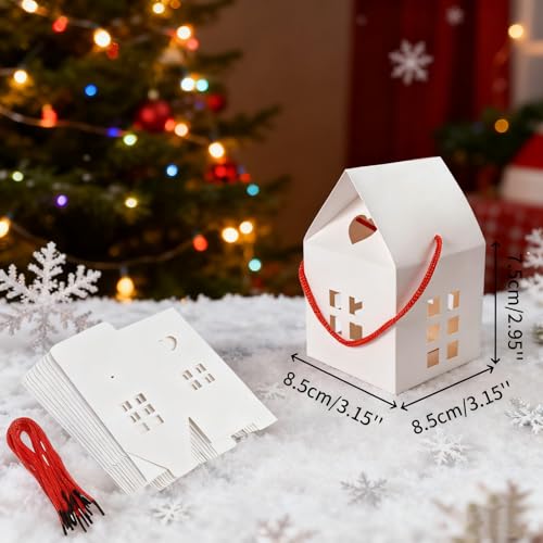 HAN SHENG 30 Pcs White House Shaped Candy Boxes 3.15x3.15x2.95 Inch, Wedding Christmas Gift & Favor Boxes for Party Treats, Decorations - Image 2