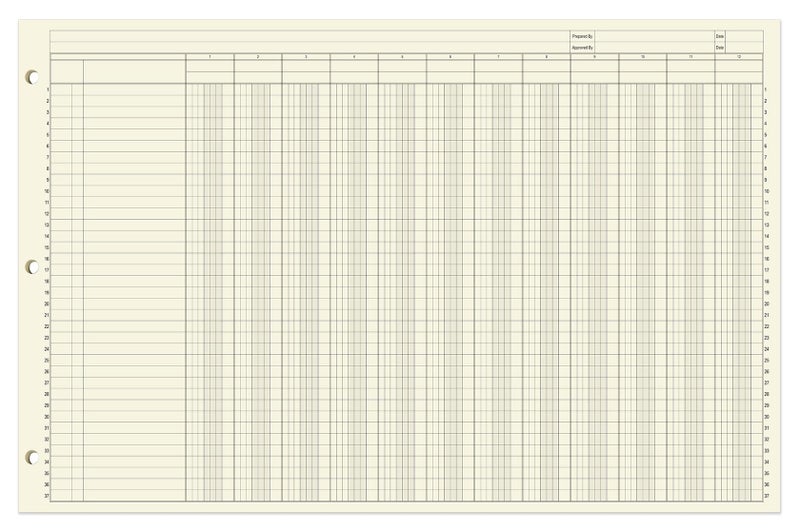BookFactory Ledger Pad/Large 12 Column Accounting Ledger Columnar (Twelve Columns) Pads - 17'' x 11'', 50 Pages, Notepad Landscape Format (Made in USA) - Image 2