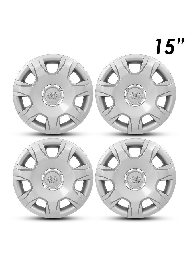 TOYOTA 15 Inch Silver Car Wheel Cover for Toyota Hiace 2015-2020 – Durable ABS Fiber Hub Cap with Retention Ring, Adjustable Buckle, Easy Snap Fit, Anti-Crack Finish 2K-TH-1520 - Image 1