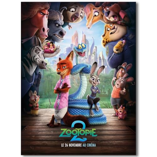 BILVAZOG Animal Zootopia 2 Poster For Fans Kids Room Bedroom Wall Decor -Movie Zootopia Posters Canvas Prints Picture For Teen Boy Girls Gifts - Image 1