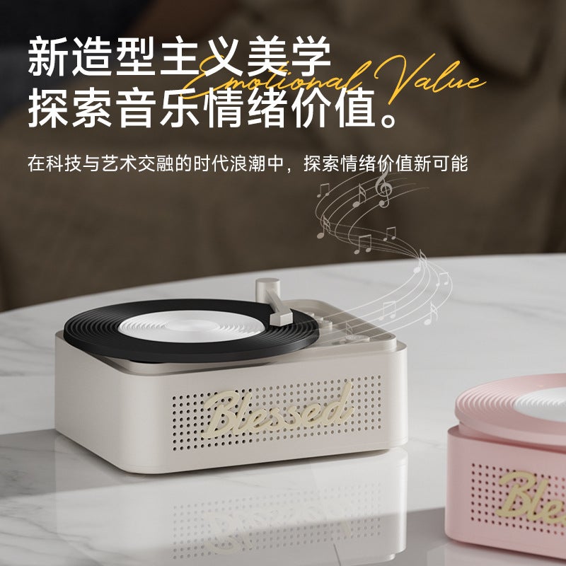 Little Lucky Wireless Bluetooth Speaker Retro Vinyl Record Turntable High Quality Desktop Portable Creative Home Speaker - Image 2