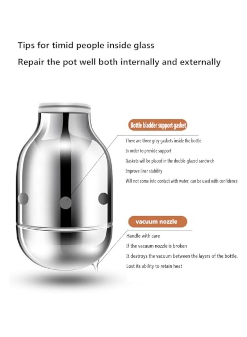 Arabest 1L Thermal Coffee Carafe,Double Walled Vacuum Flask Insulated Pitcher,Large Thermos Thermal Insulation Kettle Household Pot Glass Liner Thermos Hot Water Bottle with Temperature Display - Image 2