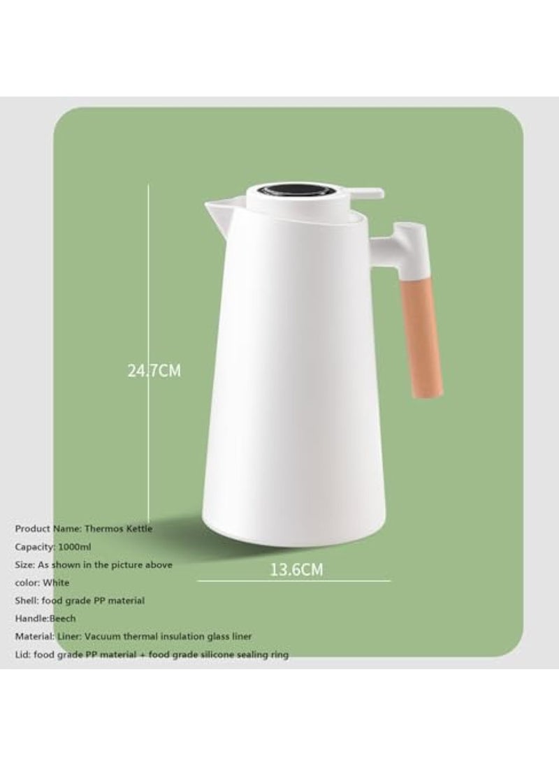 Arabest 1L Thermal Coffee Carafe,Double Walled Vacuum Flask Insulated Pitcher,Large Thermos Thermal Insulation Kettle Household Pot Glass Liner Thermos Hot Water Bottle with Temperature Display - Image 3