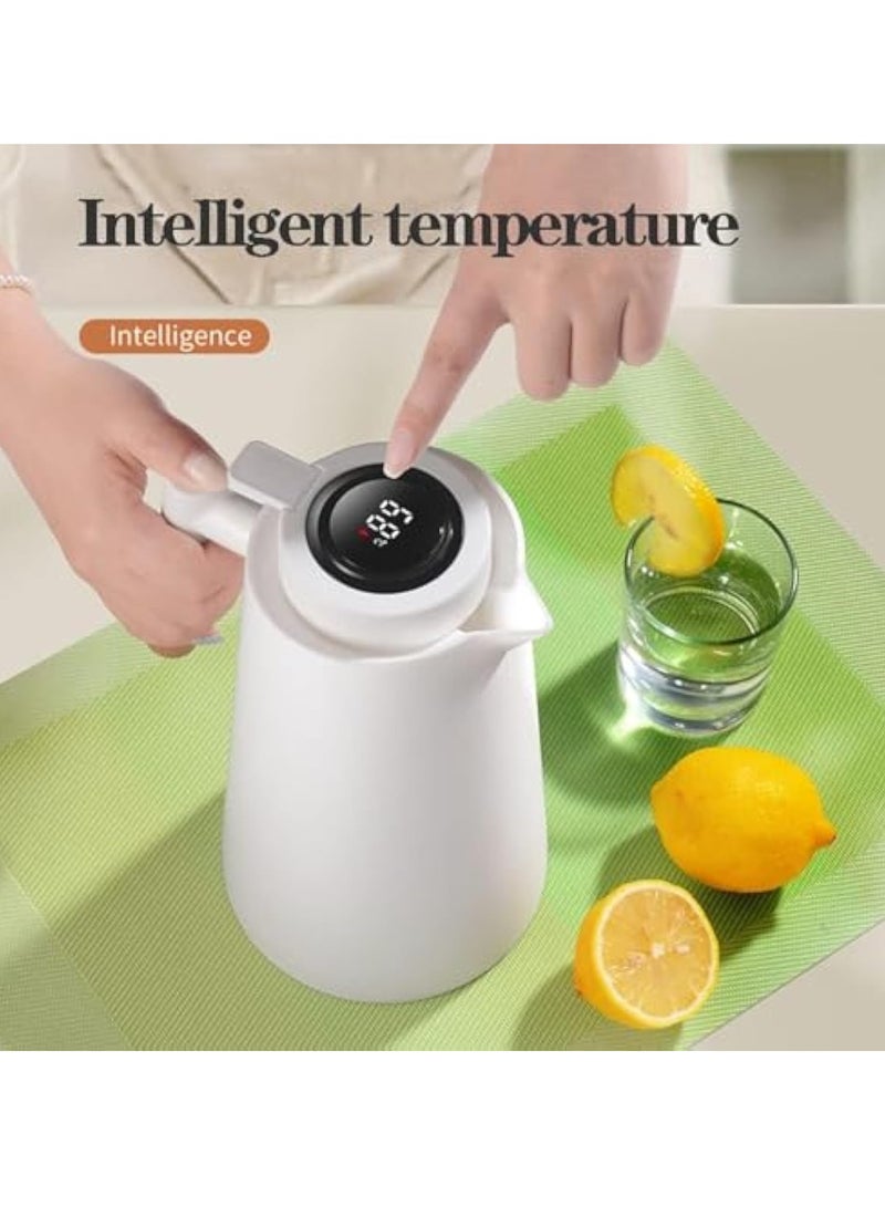Arabest 1L Thermal Coffee Carafe,Double Walled Vacuum Flask Insulated Pitcher,Large Thermos Thermal Insulation Kettle Household Pot Glass Liner Thermos Hot Water Bottle with Temperature Display - Image 5
