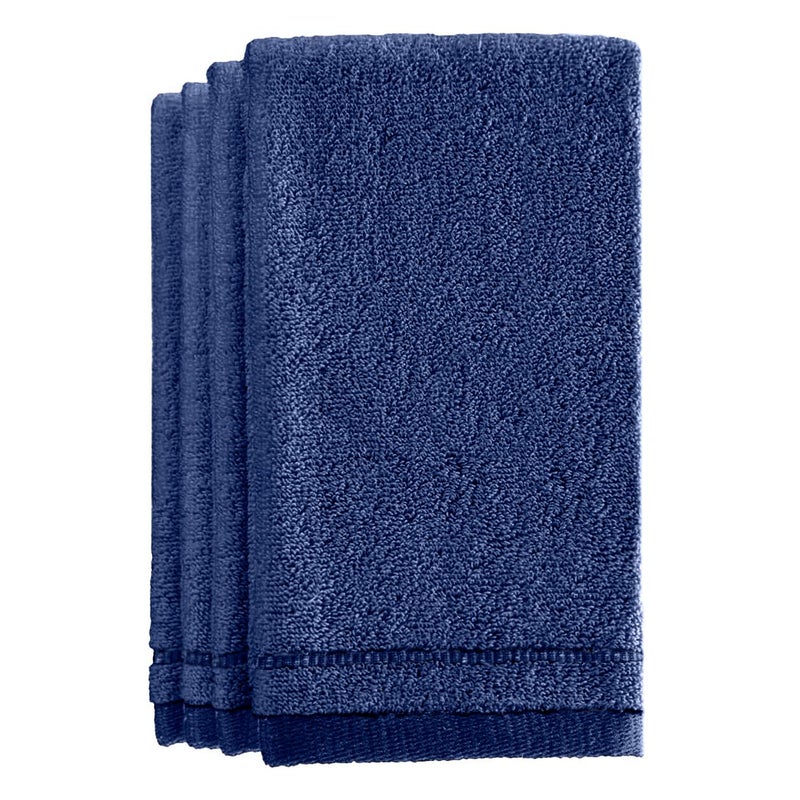 Cotton Fingertip Towels Set Blue 4 Pack 11 x 18 Inches Decorative Small ExtraAbsorbent and Soft Terry Towel for Bathroom Powder Room Guest and Housewarming Gift Navy Blue