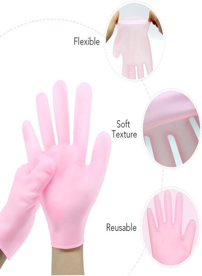 VishBin Moisturizing Silicone Gloves Reusable, Gel Spa Hydrating Gloves, Aloe Lotion Gloves for Repairing Dry Cracked, Aging Hands, Women's Pedicure Hand Moisturizer Gloves Overnight (1Pair Pink) - Image 4
