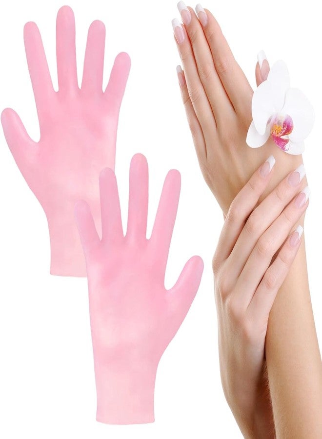 VishBin Moisturizing Silicone Gloves Reusable, Gel Spa Hydrating Gloves, Aloe Lotion Gloves for Repairing Dry Cracked, Aging Hands, Women's Pedicure Hand Moisturizer Gloves Overnight (1Pair Pink) - Image 1