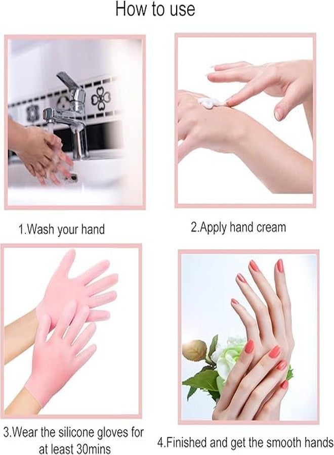 VishBin Moisturizing Silicone Gloves Reusable, Gel Spa Hydrating Gloves, Aloe Lotion Gloves for Repairing Dry Cracked, Aging Hands, Women's Pedicure Hand Moisturizer Gloves Overnight (1Pair Pink) - Image 2