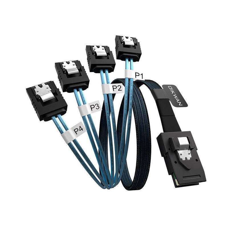 OIKWAN Mini SAS to 4 SATA Cable, 36 Pin SFF 8087 Host/Controller to 7 Pin SATA Target/Backplane, Compatible with PERC H310, RAID Controller (SFF-8087 to 4SATA Forward Breakout) 1.6 Feet - Image 1