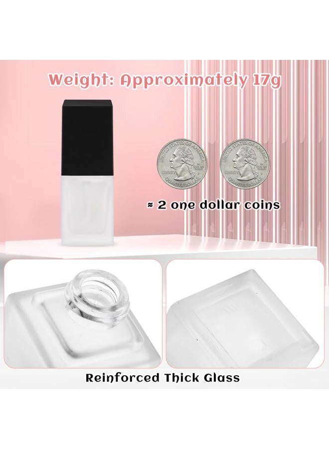 BOSMIOW 6 Pack 15ml Thick Frosted Glass Pump Bottles with Black Pump Head, Empty Square Cosmetic Containers for Foundation, Lotion, Serum, Essential Oil - Image 3