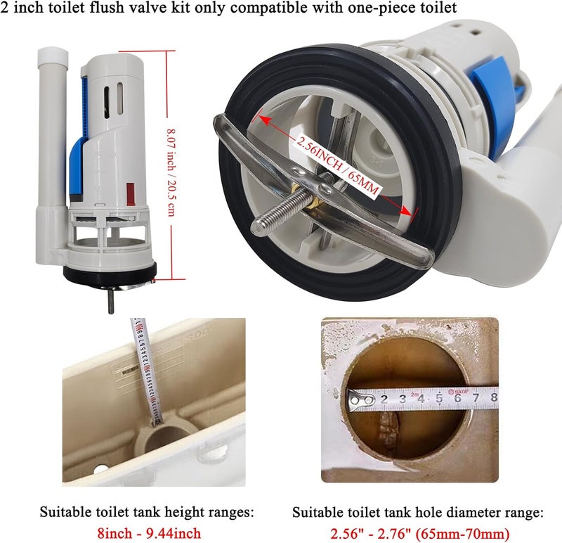 VALLVATER 2-inch Toilet Flush Valves Assembly Compatible with Water Ridge One Piece Toilets Fits for TOTO THU338N Dual Flush Drain Valve Repair Part Replacement - Image 2