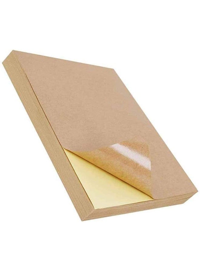 Premify 100 Sheets Matte Brown Kraft Sticker Paper, A4 Labels For Printing Hand Writing, Printable Adhesive Label Shipping, Office, Pantry, Jar, Postage Mailing Address, Printing, Children Drawing Stickers  - Image 1