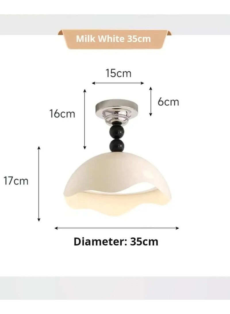 Modern Dimming Ceiling Lights Cream LED Semi Flush Mount Ceiling Light Fixture 30W Green Ceiling Lamp, Nordic Chrome Bedroom Living Room Hallway Close to Ceiling Lighting Chandelier - Image 2