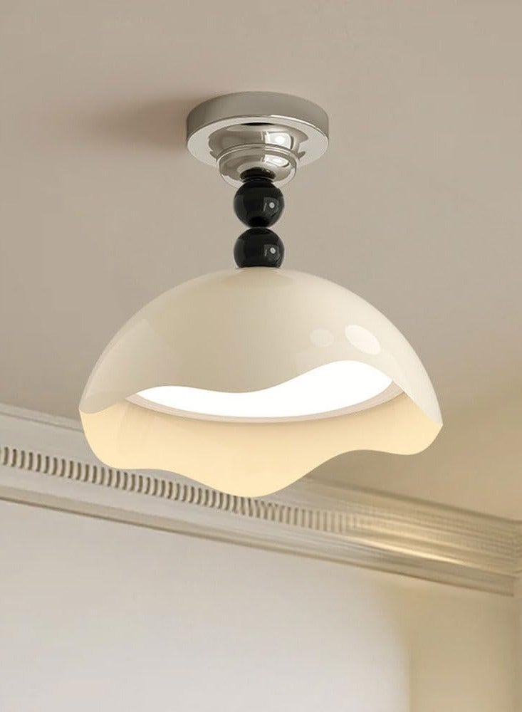 Modern Dimming Ceiling Lights Cream LED Semi Flush Mount Ceiling Light Fixture 30W Green Ceiling Lamp, Nordic Chrome Bedroom Living Room Hallway Close to Ceiling Lighting Chandelier - Image 5