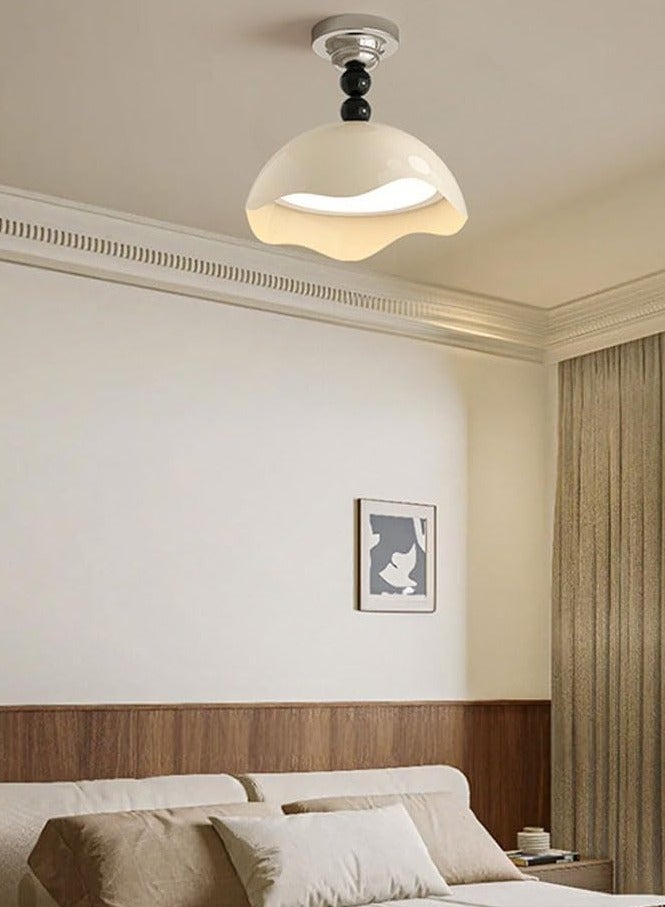 Modern Dimming Ceiling Lights Cream LED Semi Flush Mount Ceiling Light Fixture 30W Green Ceiling Lamp, Nordic Chrome Bedroom Living Room Hallway Close to Ceiling Lighting Chandelier - Image 3
