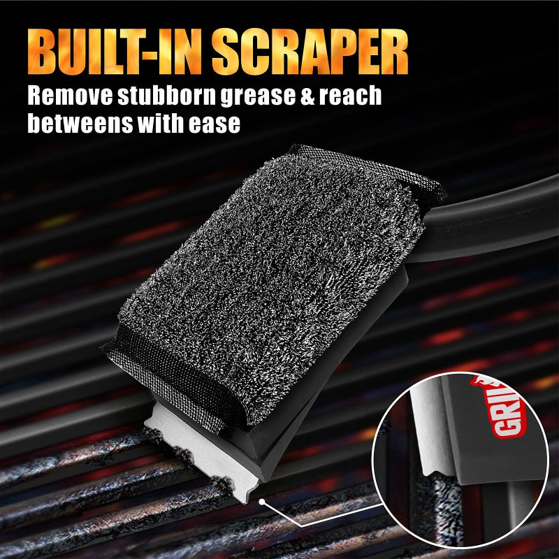 GRILLART Grill Brush Bristle Free, SteamWizards [Ultra Safe & Efficient] Grill Cleaner Brush with 1 Replacement Head, for Cast Iron and Stainless Steel Grates, BBQ Grill Brush for Outdoor Grill - Image 4