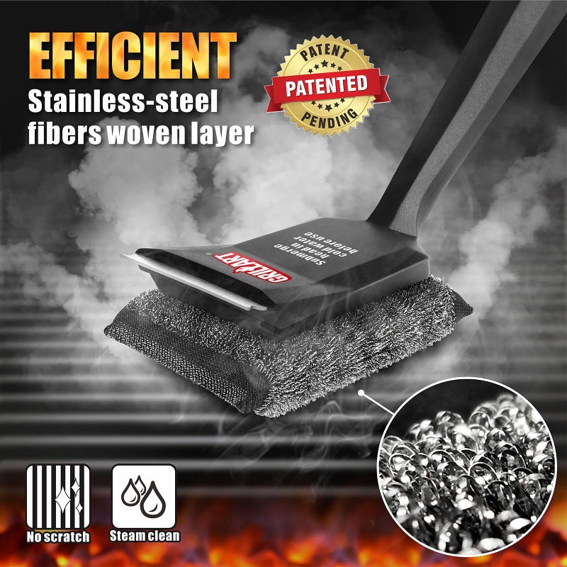 GRILLART Grill Brush Bristle Free, SteamWizards [Ultra Safe & Efficient] Grill Cleaner Brush with 1 Replacement Head, for Cast Iron and Stainless Steel Grates, BBQ Grill Brush for Outdoor Grill - Image 3