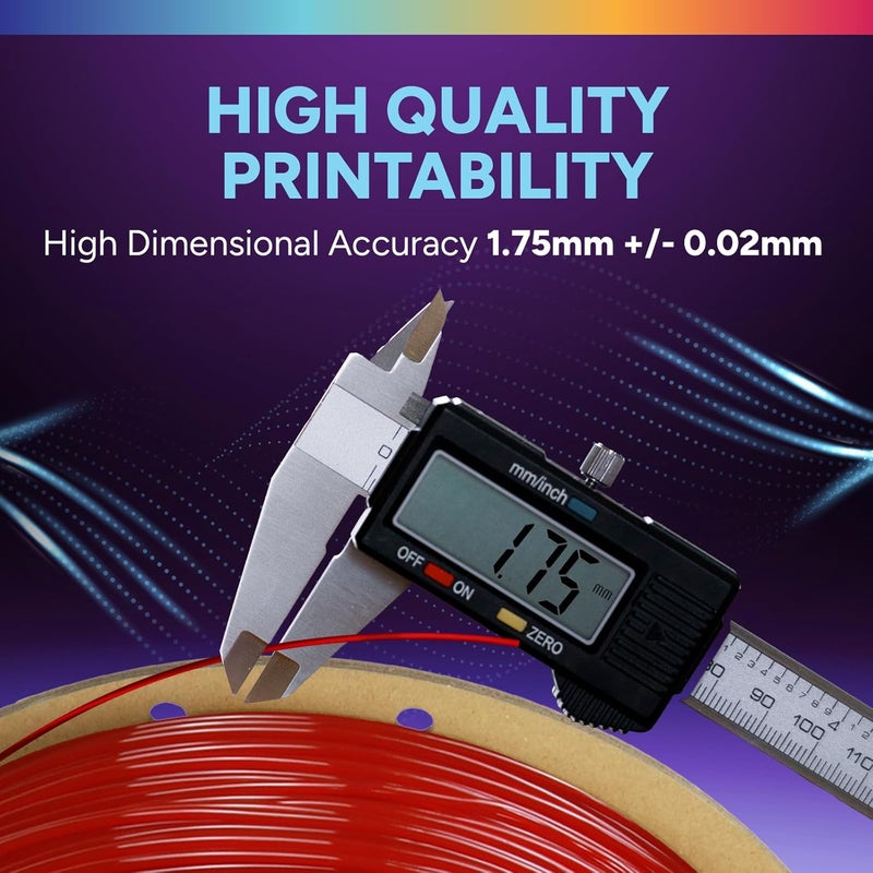 OVERTURE TPU High Speed Filament 1.75mm Flexible Roll, 95A Soft 3D Printer Filament, 1kg Spool (2.2 lbs), Fit Most FDM Printer (HS TPU Translucent Red) - Image 5