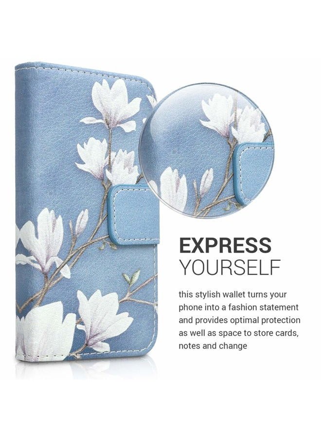 kwmobile Wallet Case for Apple iPhone 4 / 4S - Protective PU Leather Flip Cover with Magnetic Closure, Card Slots and Kickstand Grey 16727.12 - Image 2