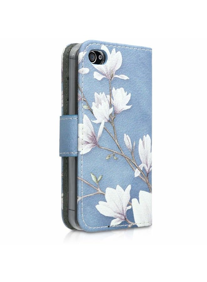 kwmobile Wallet Case for Apple iPhone 4 / 4S - Protective PU Leather Flip Cover with Magnetic Closure, Card Slots and Kickstand Grey 16727.12 - Image 3