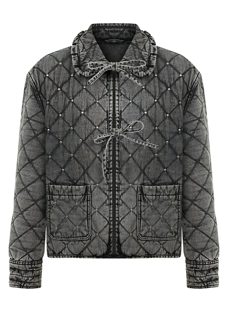 Nocturne Quilted Stone Detailed Jean Jacket