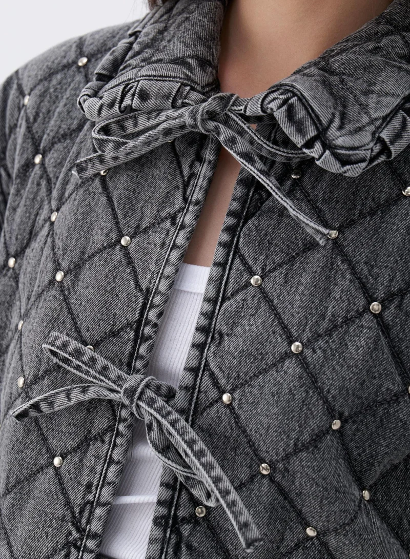 Nocturne Quilted Stone Detailed Jean Jacket