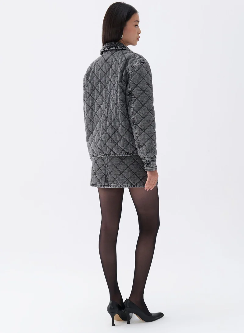 Nocturne Quilted Stone Detailed Jean Jacket