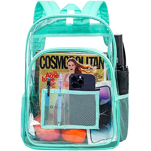 GXTVO Clear Backpack, Heavy Duty Transparent Bookbag, See Through Backpacks for Women Men - Green - Image 1