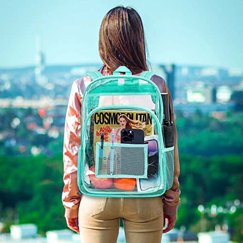 GXTVO Clear Backpack, Heavy Duty Transparent Bookbag, See Through Backpacks for Women Men - Green - Image 2