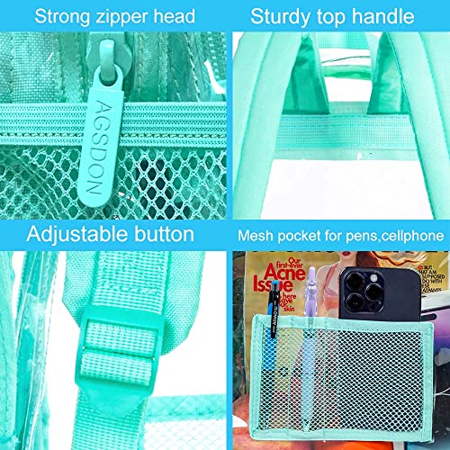 GXTVO Clear Backpack, Heavy Duty Transparent Bookbag, See Through Backpacks for Women Men - Green - Image 3
